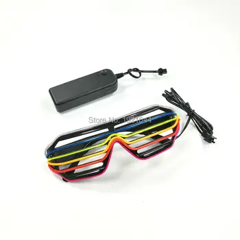 

2020 New kind Six Colors multicolor Flashing EL Wire Fashion Shutter Shaped Glasses LED Glasses for Festival Party Decoration