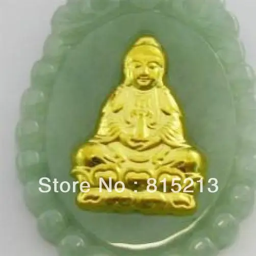 

N588 Natural Emerald Jade Agate 24k Gold Zodiac Guanyin Necklace 28% Discount