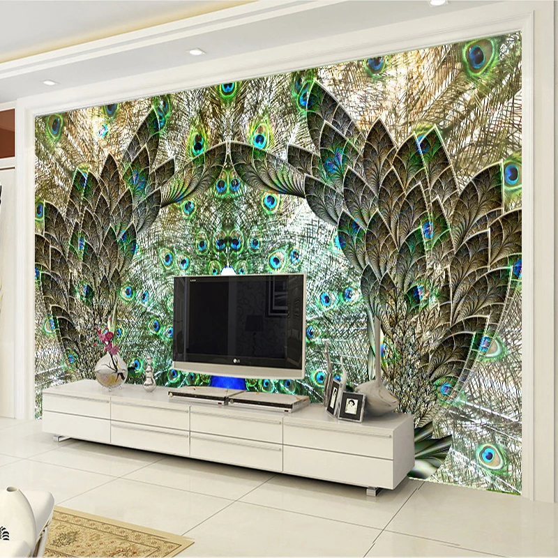 

Custom Photo Wall Paper Rolls Peacock Open Screen 3D Large Mural Wallpaper Living Room TV Background Wall Decoration Painting