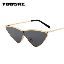 Yooske Винтаж Малый Треугольники Солнцезащитные очки для женщин Для женщин Кошачий глаз Защита от солнца Очки модные Цвет Оптические стёкла женский Очки металла Рамки UV400