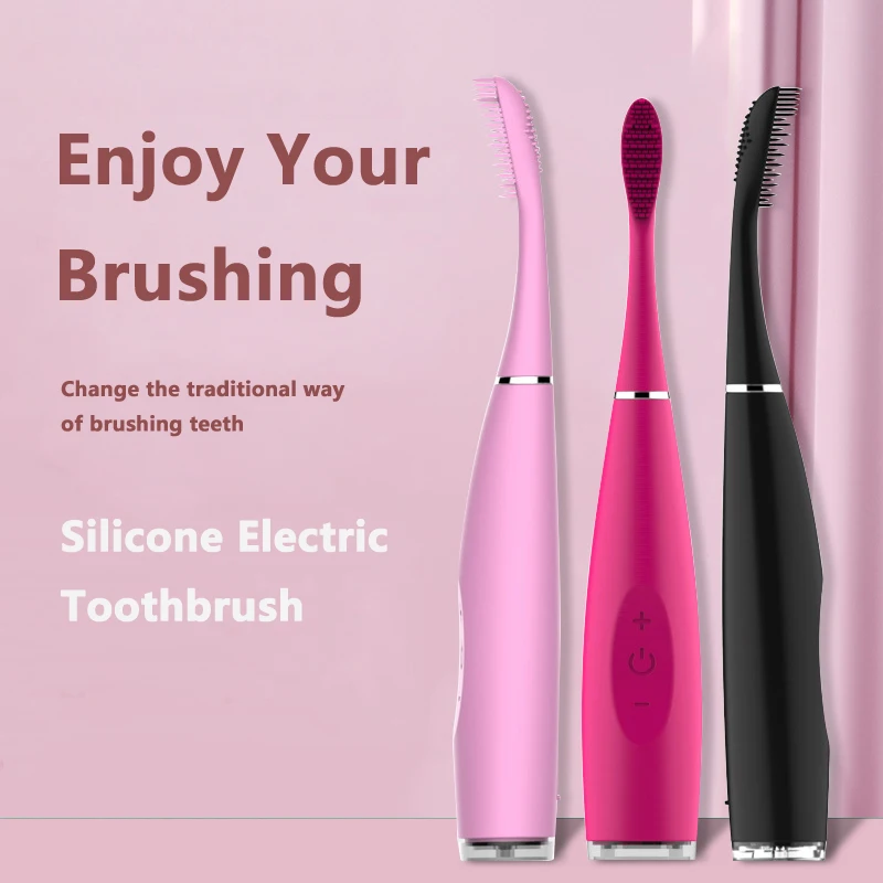 Electric Sonic Silicone Toothbrush Teeth Whitening Silicone Brush Head Replacement Oral Care Waterproof Dental Deep Clean