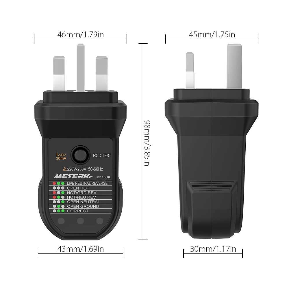 Электрическая розетка Тесты er Meterk Advanced RCD автоматический провод заземления Тесты ing электрической цепи полярности детектор электрический утечки Тесты