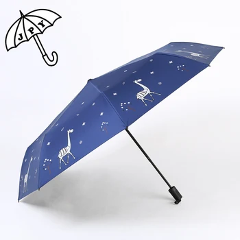 

Park Blue Bottom Giraffe Rain Umbrella Cute Forest Animals Sun Parasol Black Coating Pink Woman Hangbag Rain and Sun Umbrella