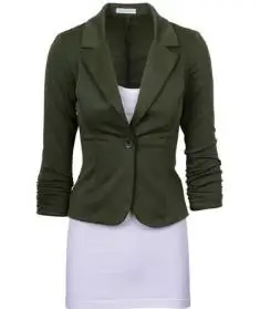 Женский блейзер, черный, розовый, белый цвета, S-2XL, тонкая куртка, 19, весна-осень, корейский элегантный офисный вечерние Роскошный Блейзер, пальто, Feminina CX54 - Цвет: Army green