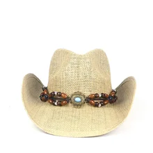 Летняя женская и мужская соломенная открытая западная ковбойская шляпа с панком BrandSombrero Hombre пляжная ковбойская джаз шляпа от солнца размер 56-58 см
