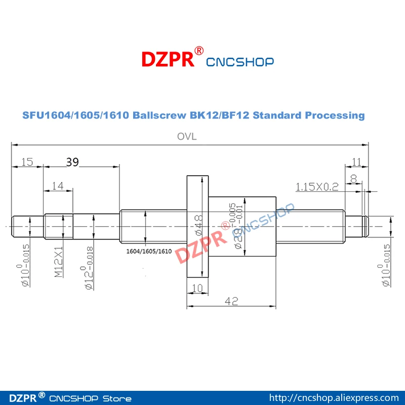 Ball Screw SFU1605 RM1605 1605 L 200mm Ballscrew End Machined with Ballnut CNC