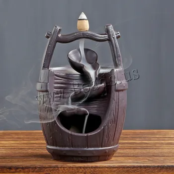 

Bucket Backflow Incense Burner Smoke Waterfall Incense Holder Ceramic Censer Aromatherapy Furnace Mountain River Handicraft
