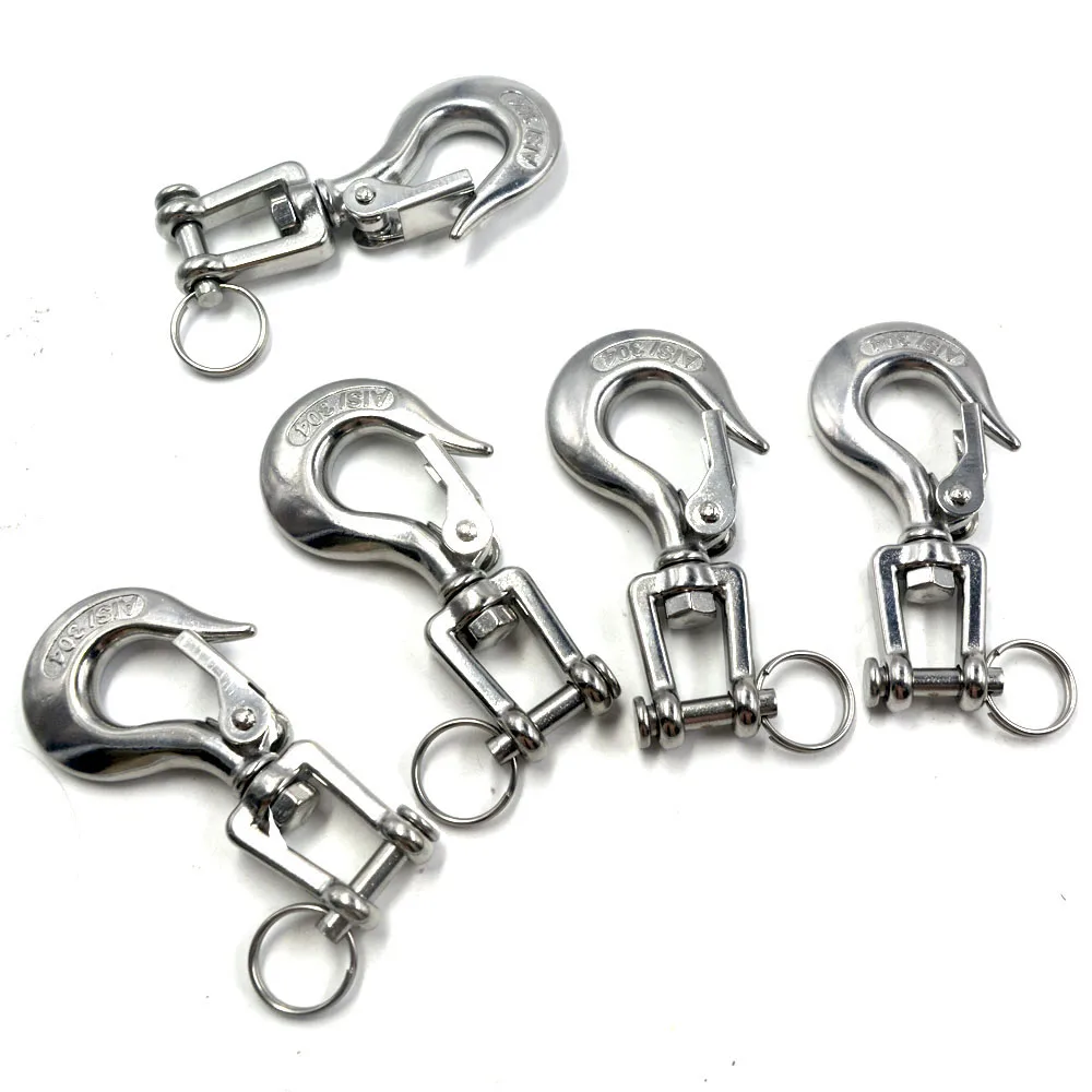 5PCS Silver 304 Stainless Steel American Type Trigger Clevis Swivel Eye Lifting Snap Tone Hook