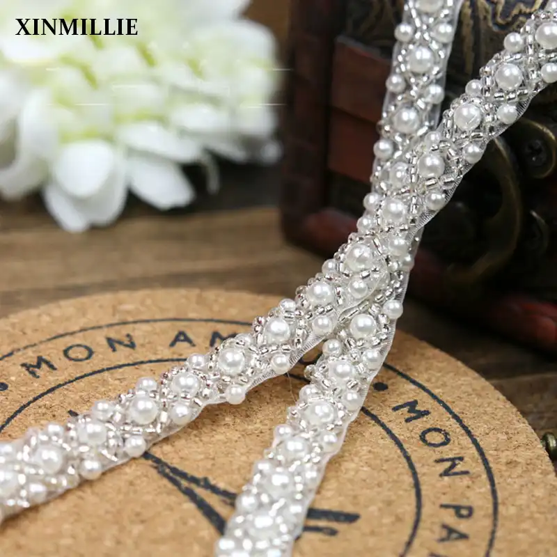 1 Yard 10mm Rhinestone Appliques Iron on Trims for Belt Headband Bridesmaid