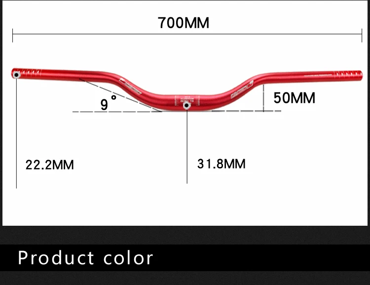 Руль для горного велосипеда XM MTB, руль 31,8 мм* 700 мм, алюминиевый сплав, руль для горного велосипеда, толстая трубка, 9 градусов