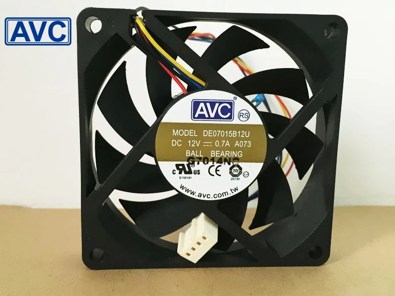 2pcs DE07015B12U DC 12V 0.7A 70x70x15mm 4-wire Server Square Cooling Fan