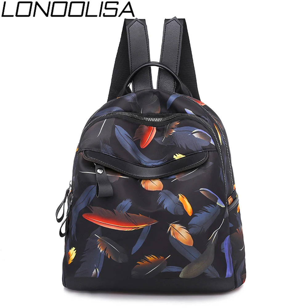 

2019 New Feather Pattern Backpack Women Casual School Bags For Teenage Girls Large Capacity Travel Bags Fashion Ladies Backpack