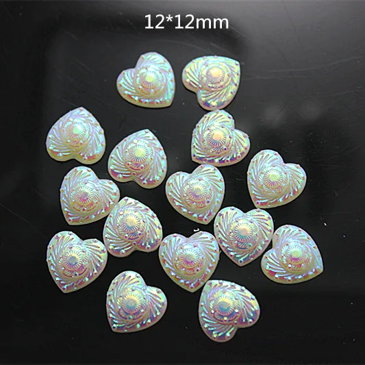 

100pcs12mm AB plated white Heart resin flatback cabochon for DIY scrapbooking