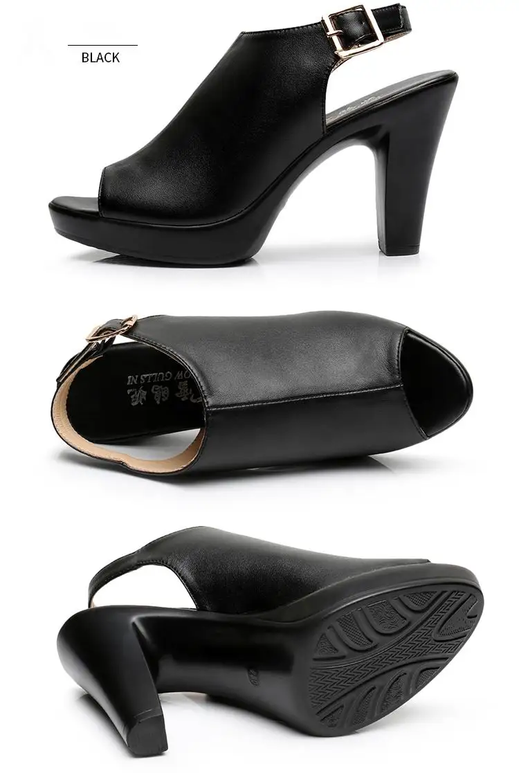 GKTINOO/женские сандалии на платформе из натуральной кожи с открытым носком; сезон лето; коллекция года; босоножки на высоком каблуке; женская пикантная офисная обувь размера плюс 33-43