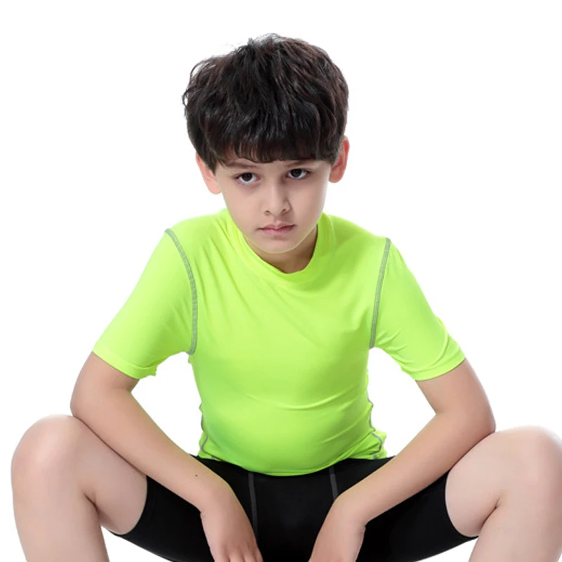 Детская спортивная одежда, эластичные дышащие быстросохнущие топы Спортивные с короткими рукавами для мальчиков и девочек, MSD-ING