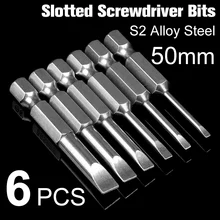 HOEN 6Pcs 50mm Magnetic Screwdrivers Bits Set 2mm-6mm S2 Alloy Steel Slotted Tip Screwdrivers Bits 1/4 Inch Hex Shank Hand Tools цена HOEN 6Pcs 50mm Magnetic Screwdrivers Bits Set 2mm-6mm S2 Alloy Steel Slotted Tip Screwdrivers Bits 1/4 Inch Hex Shank Hand Tools цены онлайн