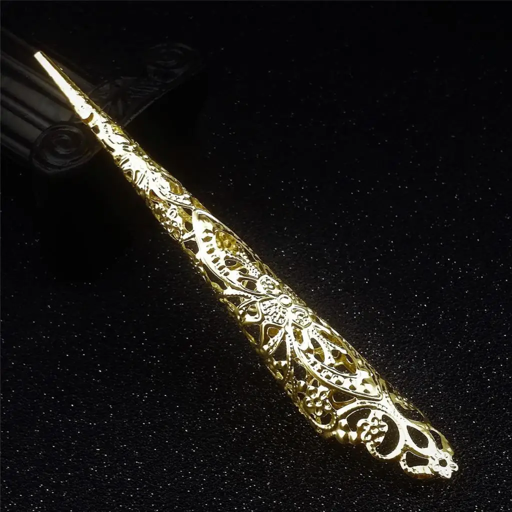12cm Retro Chic Hollow Steampunk Finger Nail Talon Fingertip Ring Long Nail Tip Jewelry Queen Princess Cosplay Props