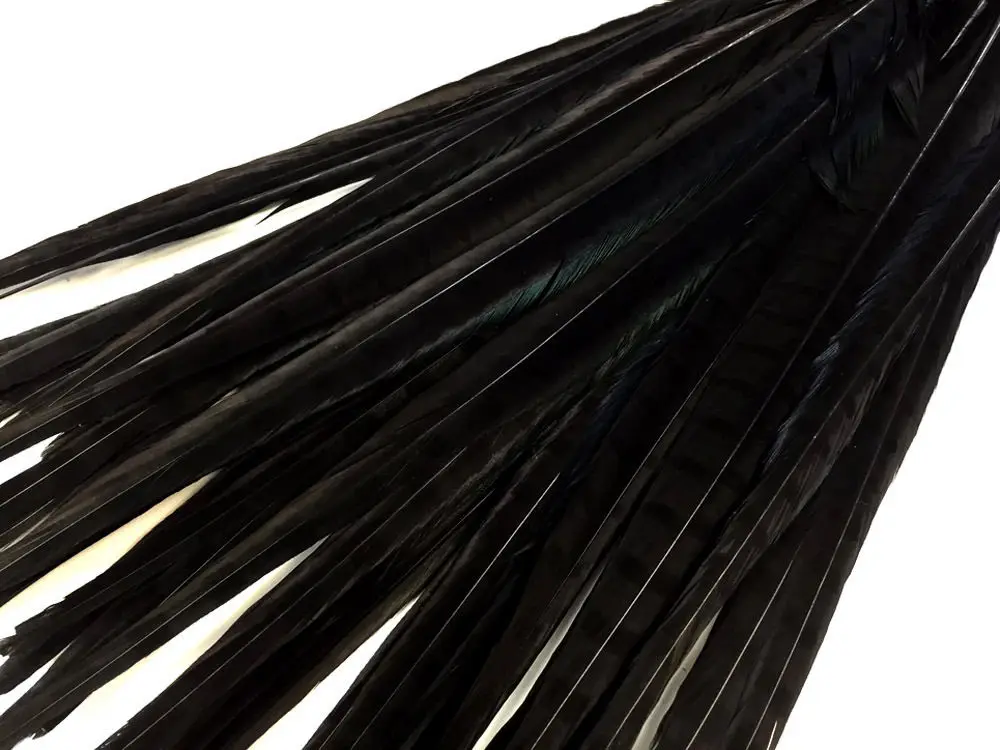 

50pcs Black color pheasant feathers 45-50cm DIY lady amherst pheasant tails Feather for carnival stage