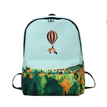 NEUE Harajuku Leinwand Dolphins fox bär kuh tier heißluftballon Landschaft Rucksack männer schul frauen reise umhängetasche