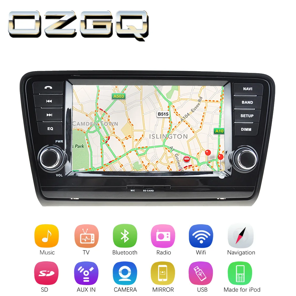 Clearance OZGQ Android 7.1 Car DVD Player For Skoda Octavia / Rapid 2013-2018 Auto GPS Navigation BT Radio TV Audio Video Music Stereo 2