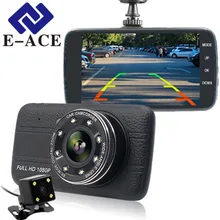 E-ACE 4.0 дюймов Автомобильный видеорегистратор Full HD 1080 P мини Камера автомобильная видео Регистраторы Авто регистратор зеркало заднего вида Ночное видение регистраторы FHD 8 светодиодов Зеркало Камера Автомобиля