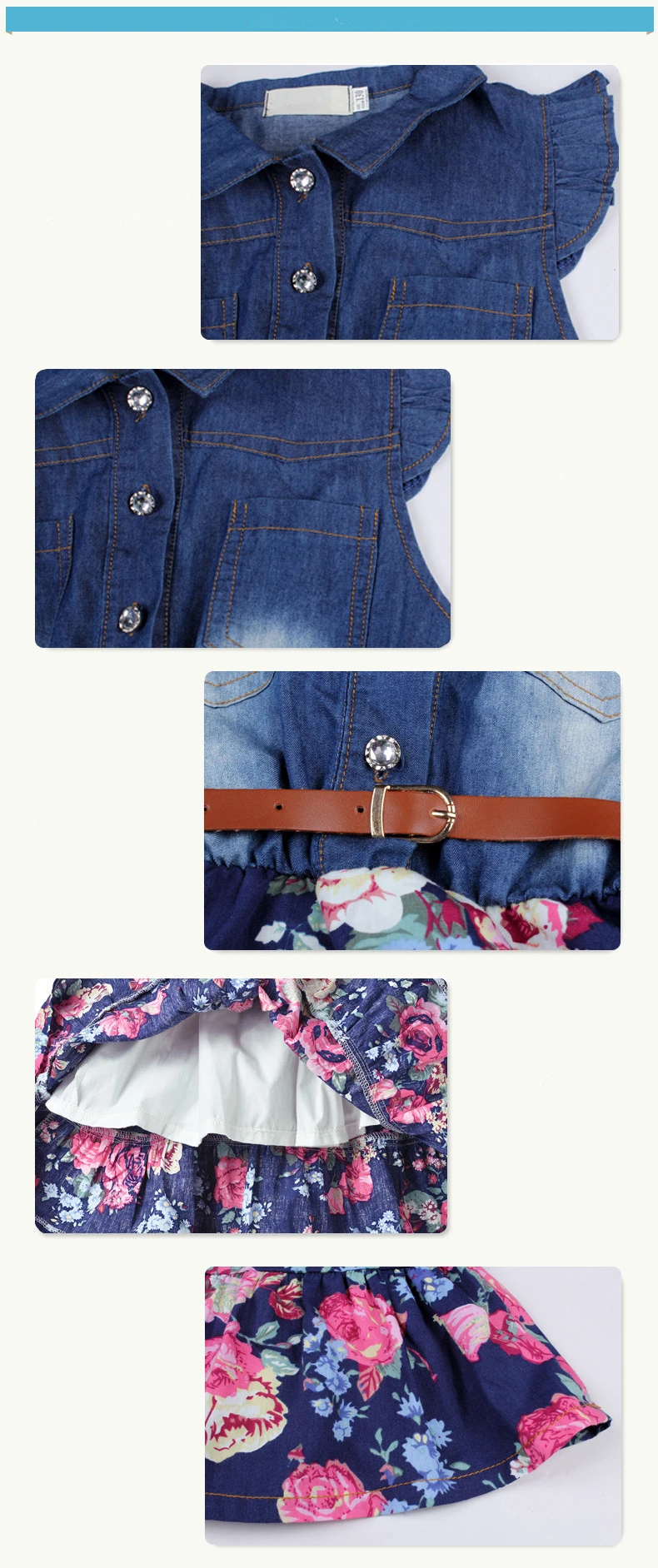2018 Big Girl Princess Dress Summer Fashion Floral Denim Party Kids Dresses For Girls Cotton Sleeveless Children Costume 13 Year (5)