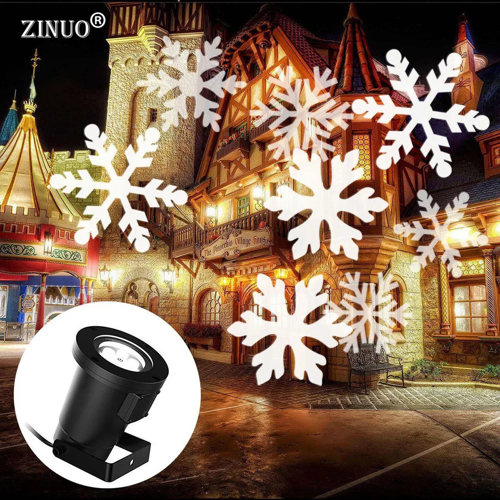 ZINUO Christmas Laser Snowflake Projector Outdoor LED Waterproof Disco Lights Home Garden Star Light Indoor Shower Decoration 
