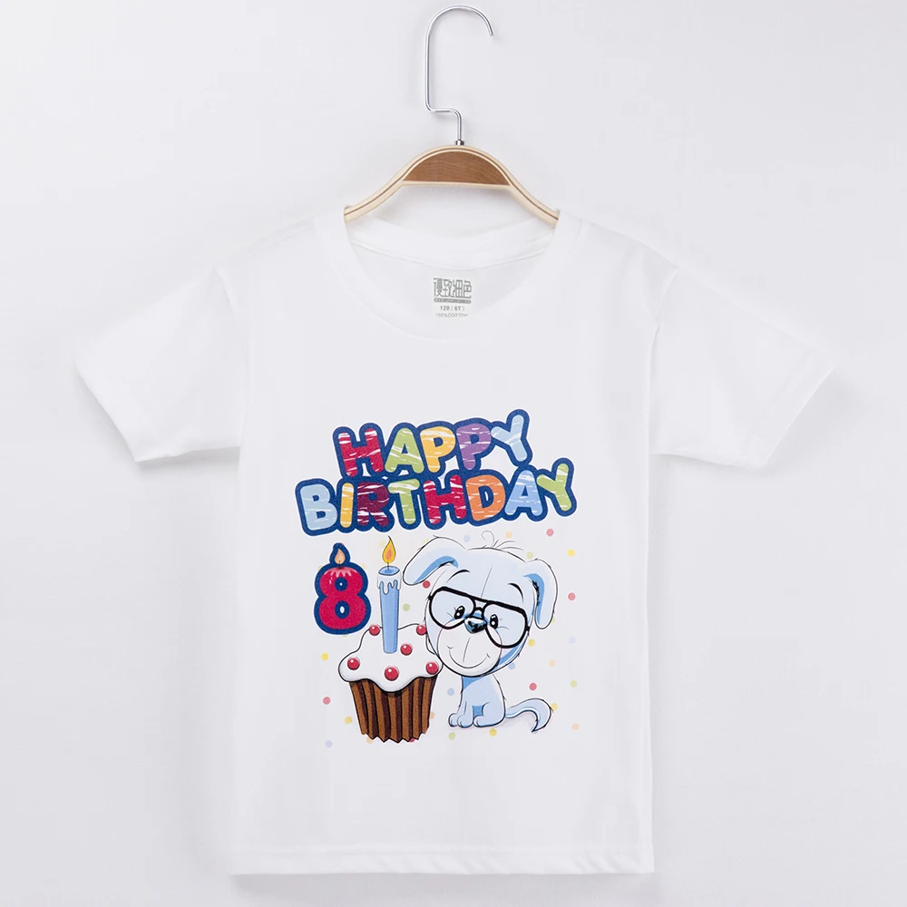 

2019 New Special Kids Costume Boys T-shirts Birthday Dog Design 100% Cotton Half Children Clothing Baby Girls Clothes Tee Shirt