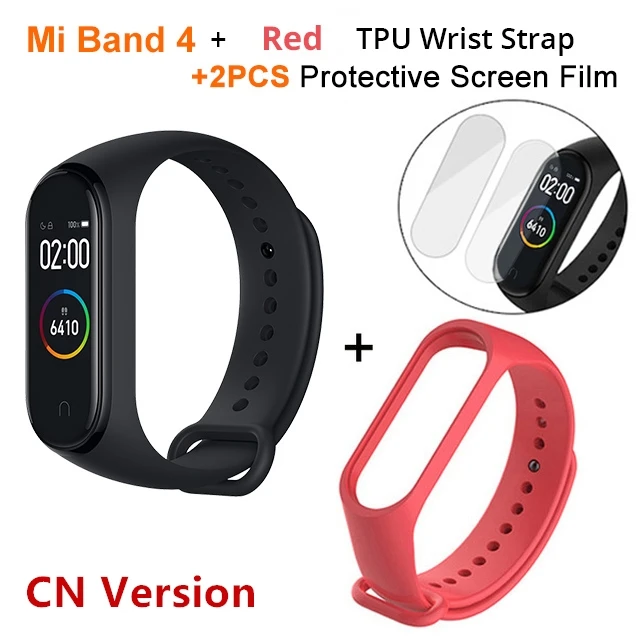 New Original Xiaomi Mi Band 4 Smart Color Screen Bracelet Heart Rate Fitness Bluetooth 5.0 Swimming Waterproof Sports Band - Color: miband4 N Red Strap