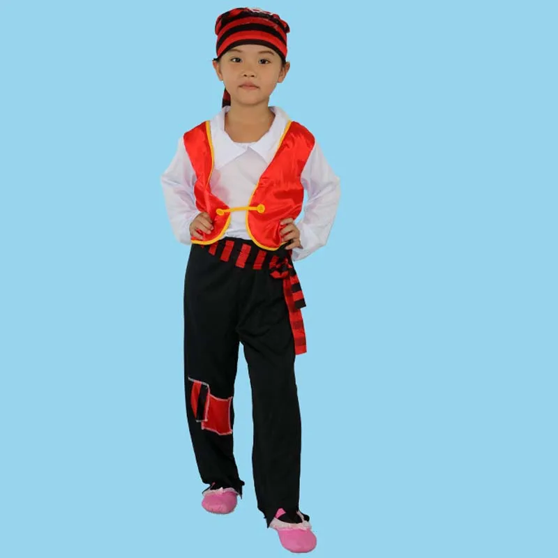 Red Kids Boys Pirate Costume Cosplay Jewelry set Halloween Costumes for Children New Year Purim For Christmas |