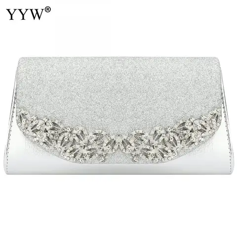Bolsas de Casamento Femme com Luxo Champanhe Casamento Embreagem Feminino Noite Ouro Prata Sac Principal Florl Strass Yyw
