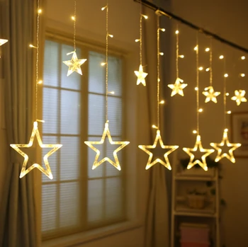 

AC110V 220V 2.5M LED Curtain Lights Romantic Star Christmas/Wedding Lights Indoor For Holiday Bedroom Wedding Party Decoration
