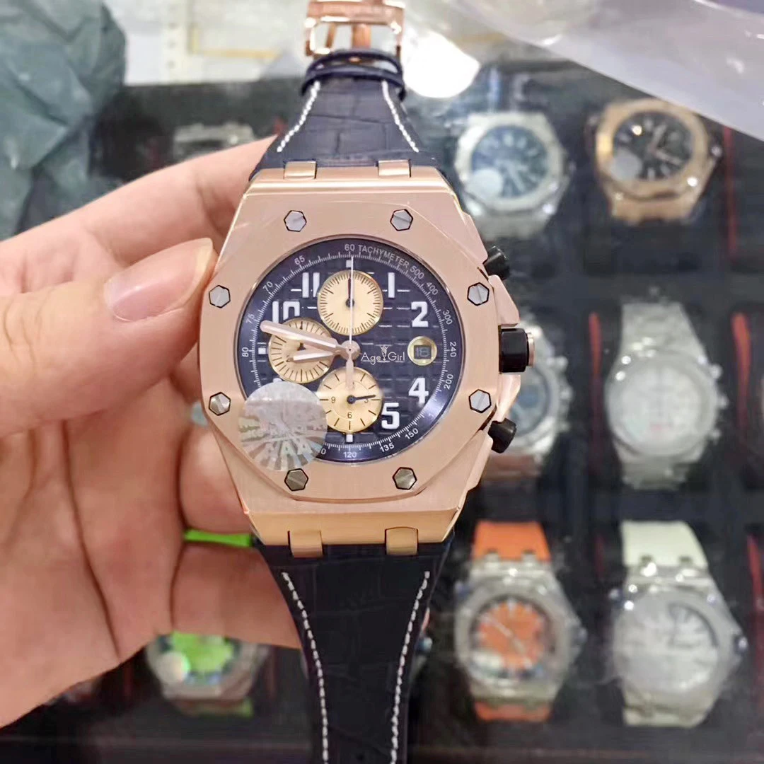 

Luxury Brand New Brown Red Leather Chronograph Men Watch Stopwatch Blue Black Rose Gold Sapphire Crystal Watches Limited AAA+