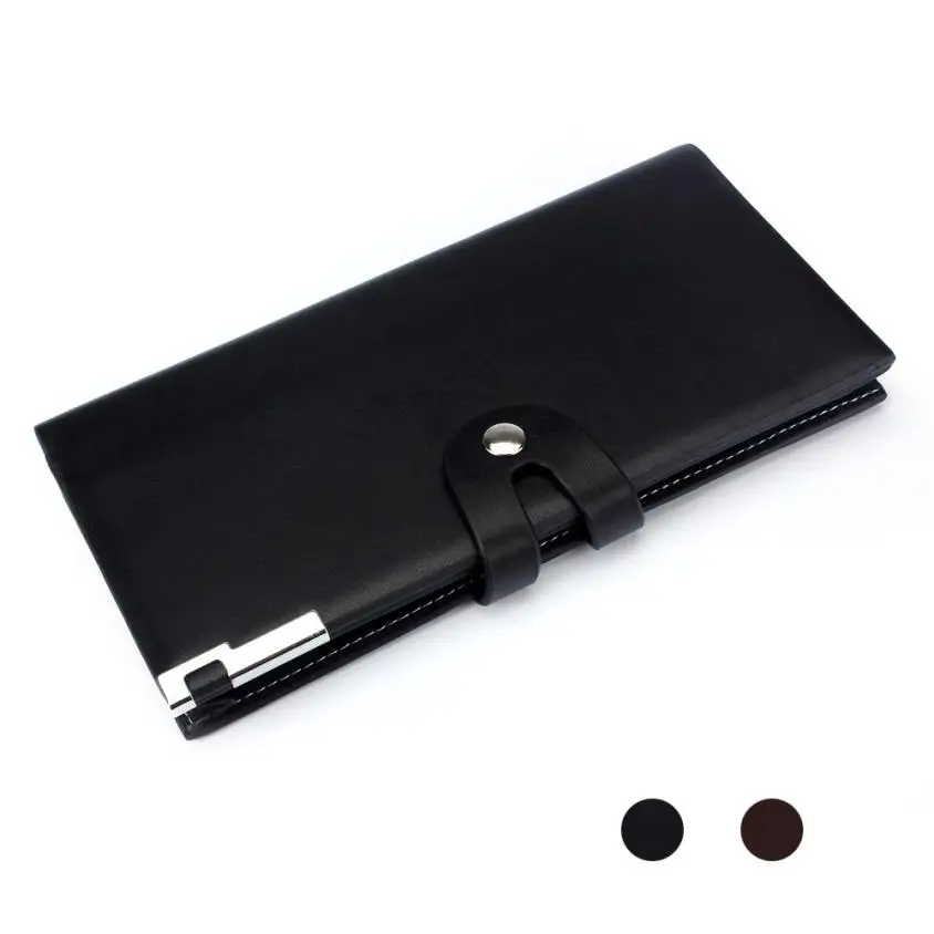 

men PU leather wallet Long Section Button Bifold Business Leather Wallet Card Coin Wallet