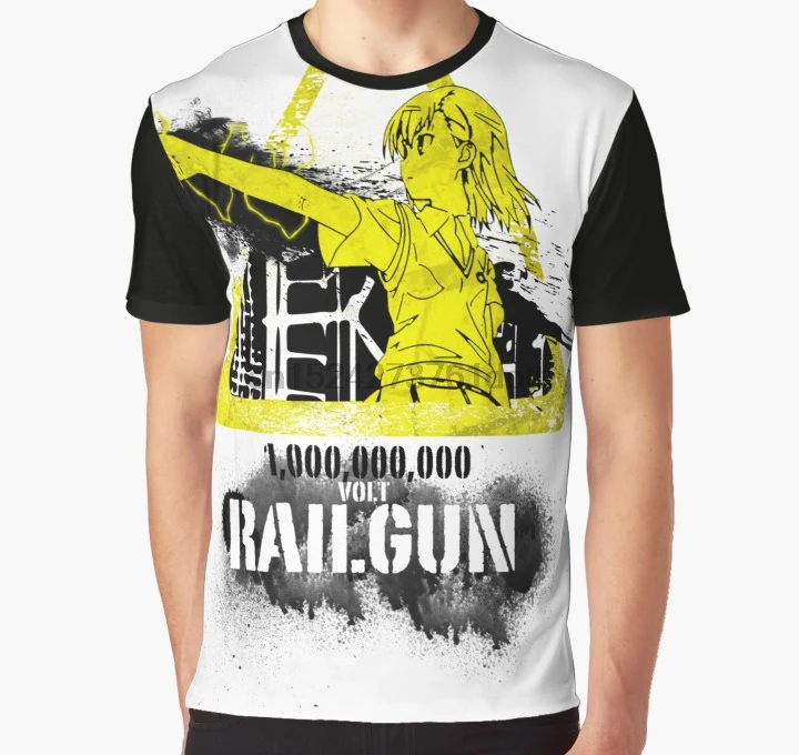 

All Over Print 3D Tshirt Men Funny T Shirt 1000000000 Volt Railgun Sticker