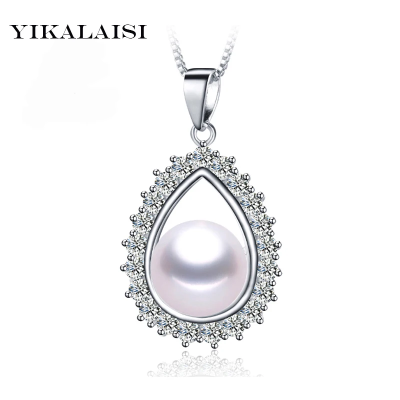YIKALAISI 925 ювелирные изделия из стерлингового серебра натуральный 9-10 мм чокер с жемчугом подвеской ожерелье для женщин для девочек большой жемчуг