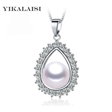 YIKALAISI 925 ювелирные изделия из стерлингового серебра натуральный 9-10 мм чокер с жемчугом подвеской ожерелье для женщин для девочек большой жемчуг