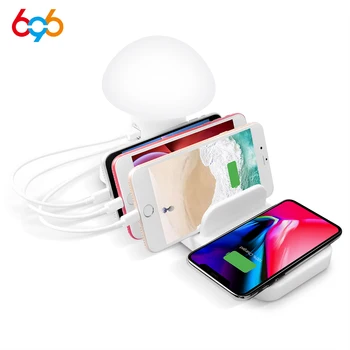 

UD12 multi-function table lamp 3 USB ports adapter wireless charger quick charging QC3.0 reading desk lamp For iphone X samsung