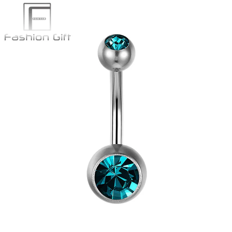 

Get CZ Navel Piercing Ring 14G(1.6mm) G23 Titanium Bar Bell Button Rings Jewelry