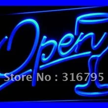 I536 Script Open Glass Коктейли Бар светодиодный неоновый свет знак включения/выключения 20+ Цвета 5 размеров