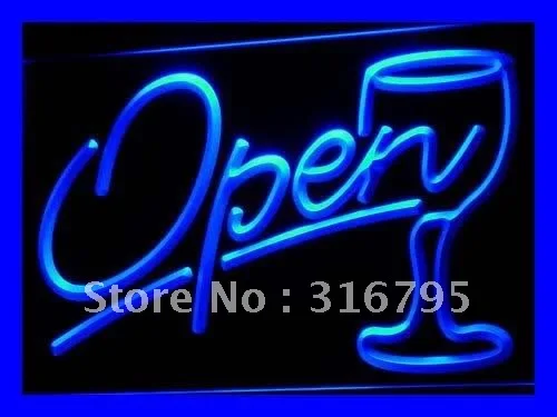 

i536 Script OPEN Glass Cocktails Bar LED Neon Light Sign On/Off Switch 20+ Colors 5 Sizes