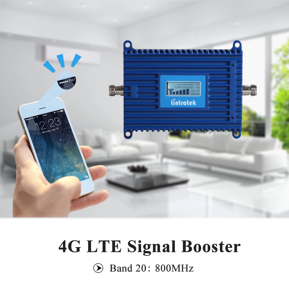 Lintratek 4G LTE Репитер 4g 800 МГц диапазон B20 70 дБ усиление 4G LTE 800 МГц мобильный сотовый телефон повторитель сигнала