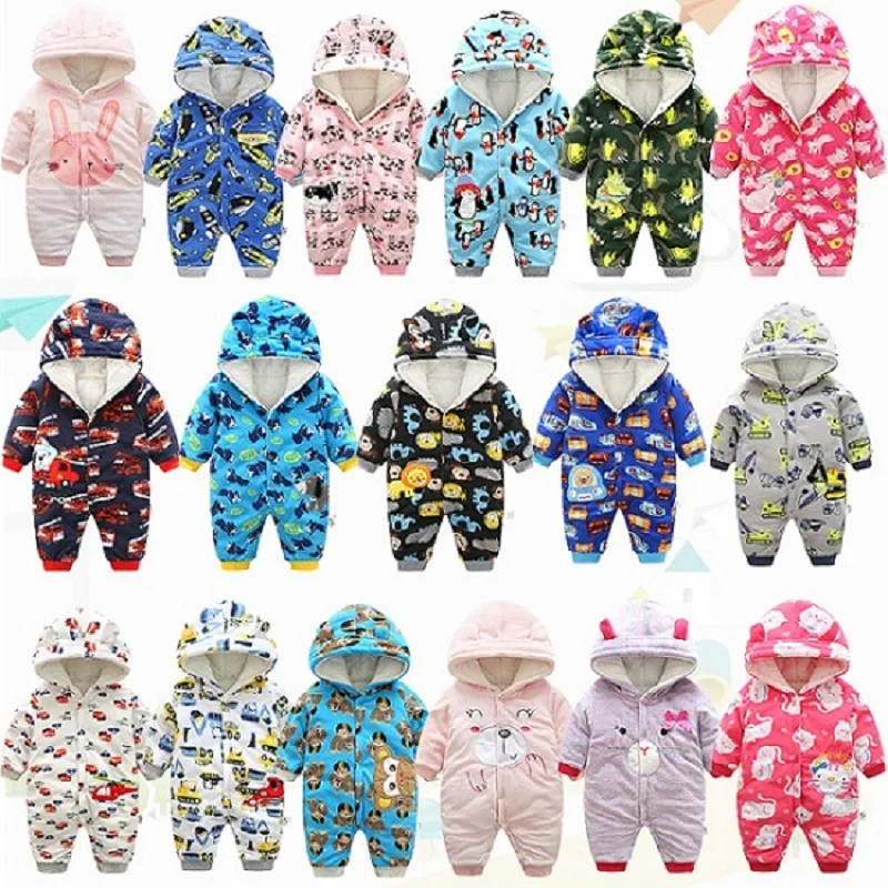 

2019 autumn Winter Warm baby girl boy Snowsuit down cotton baby Rompers hoodies Newborn overalls clothes kids children jumpsuit