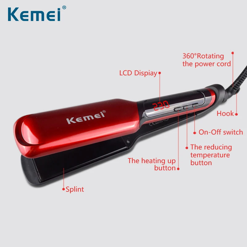 Kemei-LCD-Display-Flat-Iron-Digital-Temperature-Control-Straightening-Irons-Ceramic-Hair-Straightener-120-230-Degree (3)