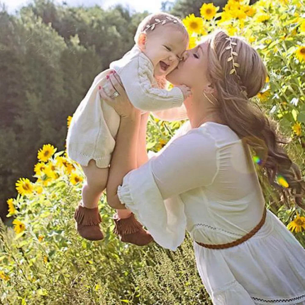 New 1set Mommy and Me Headband Gold Silver Leaf Head band Set For Hair