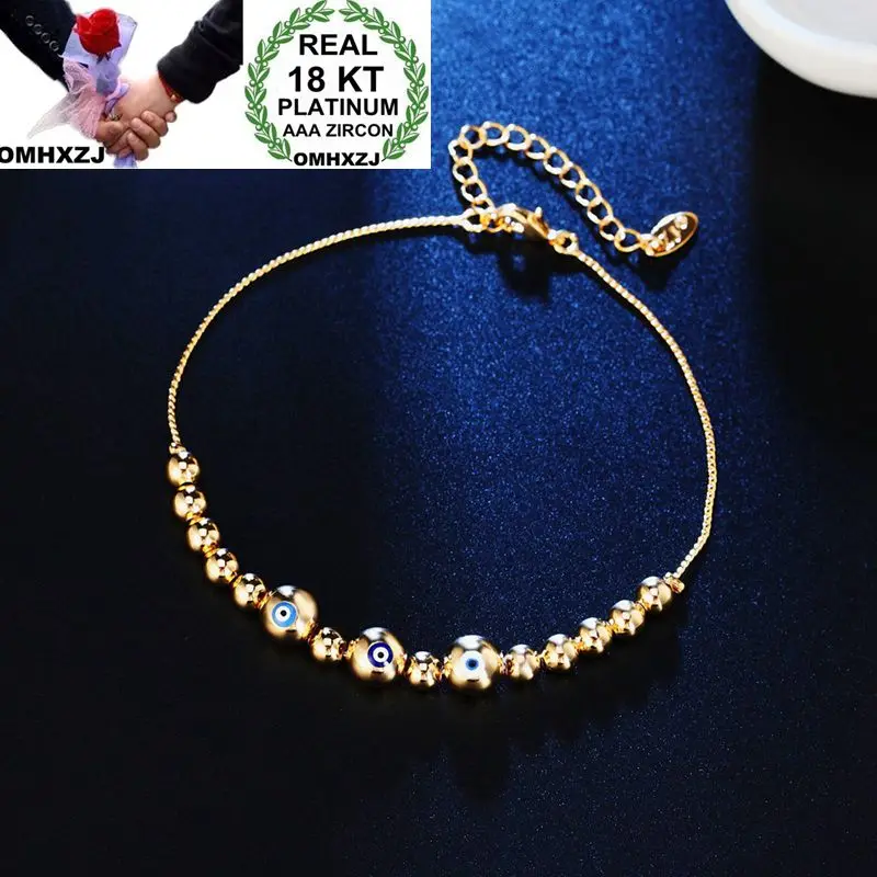 

OMHXZJ Wholesale Personality Fashion OL Woman Girl Party Wedding Gift White Gold Beads Chain 18KT Gold White Gold Bracelet BR12