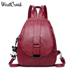 WESTCREEK модный бренд Multi-function Solid PU женские кожаные рюкзаки женская школьная сумка дорожная сумка для ноутбука Daypack рюкзак