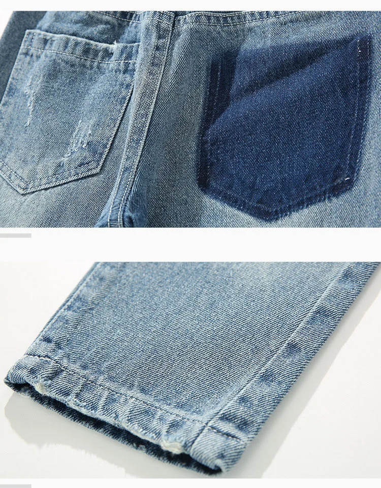 fashion 2018 autumn kids mid waist jeans for boys patchwork denim pants clothing children casual school trousers clothes boys  (9)