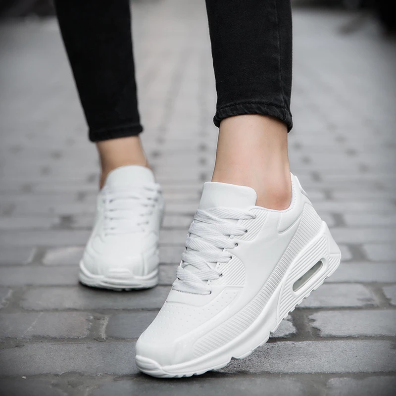 Kuyupp vrouwen causale schoenen ademende trainers maat 35-40 roze platte met dames schoenen lace up outdoor wandelschoenen dames yd80