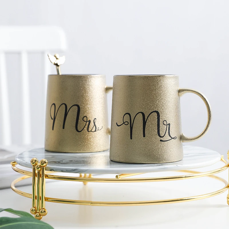 Креативная чашка Ins Golden Ceramics 320 мл Mr Mrs для завтрака молочный кофе пивные кружки 1